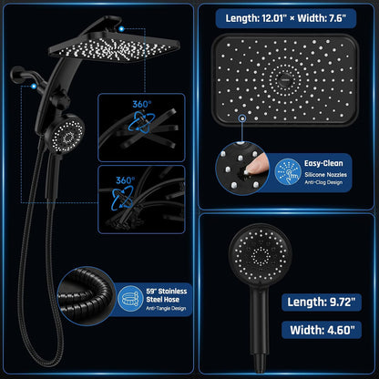 Veken 3 Way Rain Shower Set with Magnetic Mount – Designer Chrome Hardware for Elegant Master Bathroom Retreats