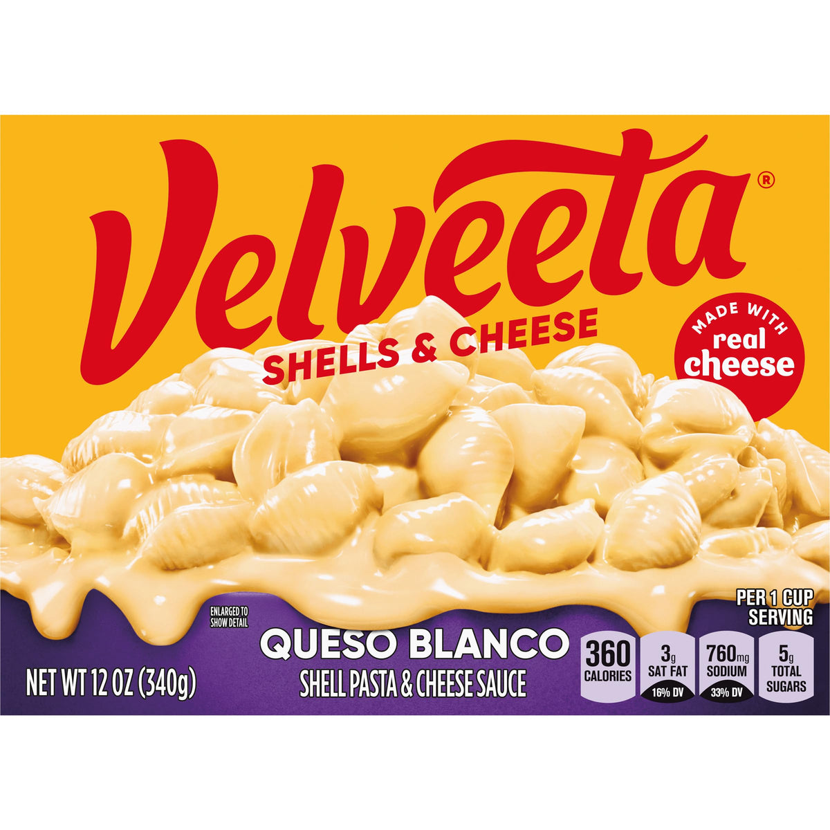 Velveeta Shells &amp;amp; Cheese Queso Blanco Shell Pasta &amp;amp; Cheese Sauce, 12 oz Box