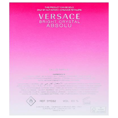 Versace Bright Crystal Absolu for Women – Housewarming and Bridal Shower Gift Idea, 3.0 oz Long-Lasting Perfume