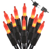 Brizled Orange Incandescent Mini Lights – Smoke Free Fire Safe Halloween Decor, 100-Count 21.3ft UL Certified String for Mantel and Porch