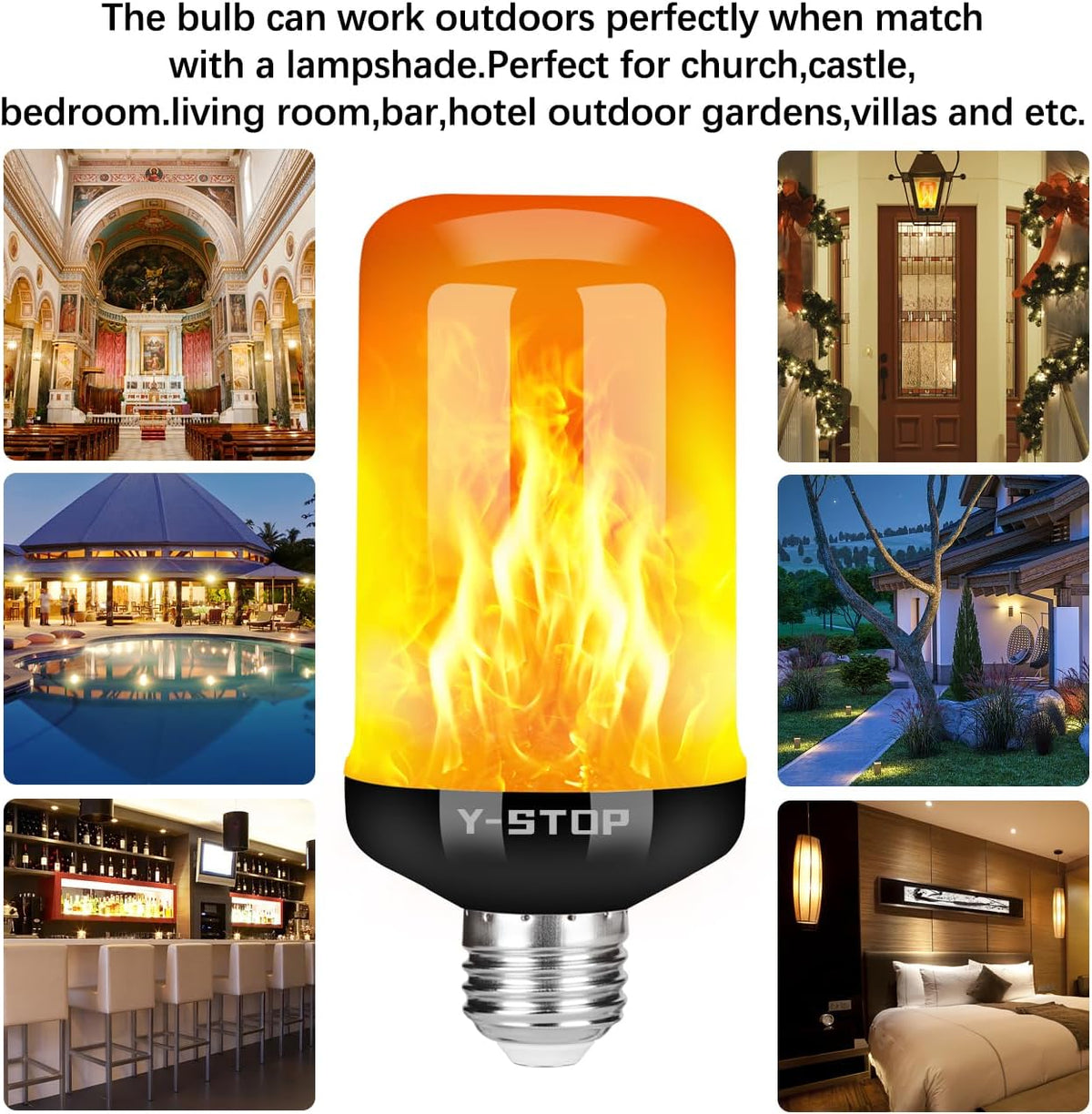 Y-STOP Gravity Sensor Flame Bulb – Year-Round Decorative Lighting for Hanging Lanterns and Upside-Down Fixtures, 2 Pack