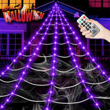 [Brand] Giant Spider Web Light – Statement Halloween Home Decor for Living Room and Foyer, 200 LED Ambient Web with Plush Spider Centerpiece
