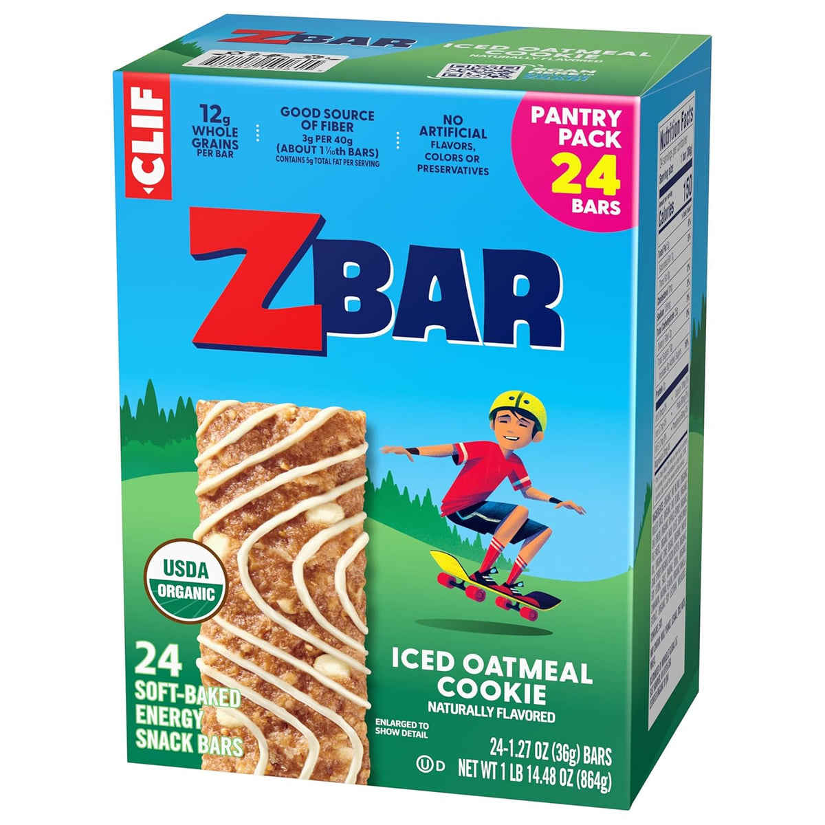 Zbar Soft-Baked Oatmeal Cookie Bars – Wholesome Whole Grain Snack for Mindful Parents, Non-GMO 24 Count
