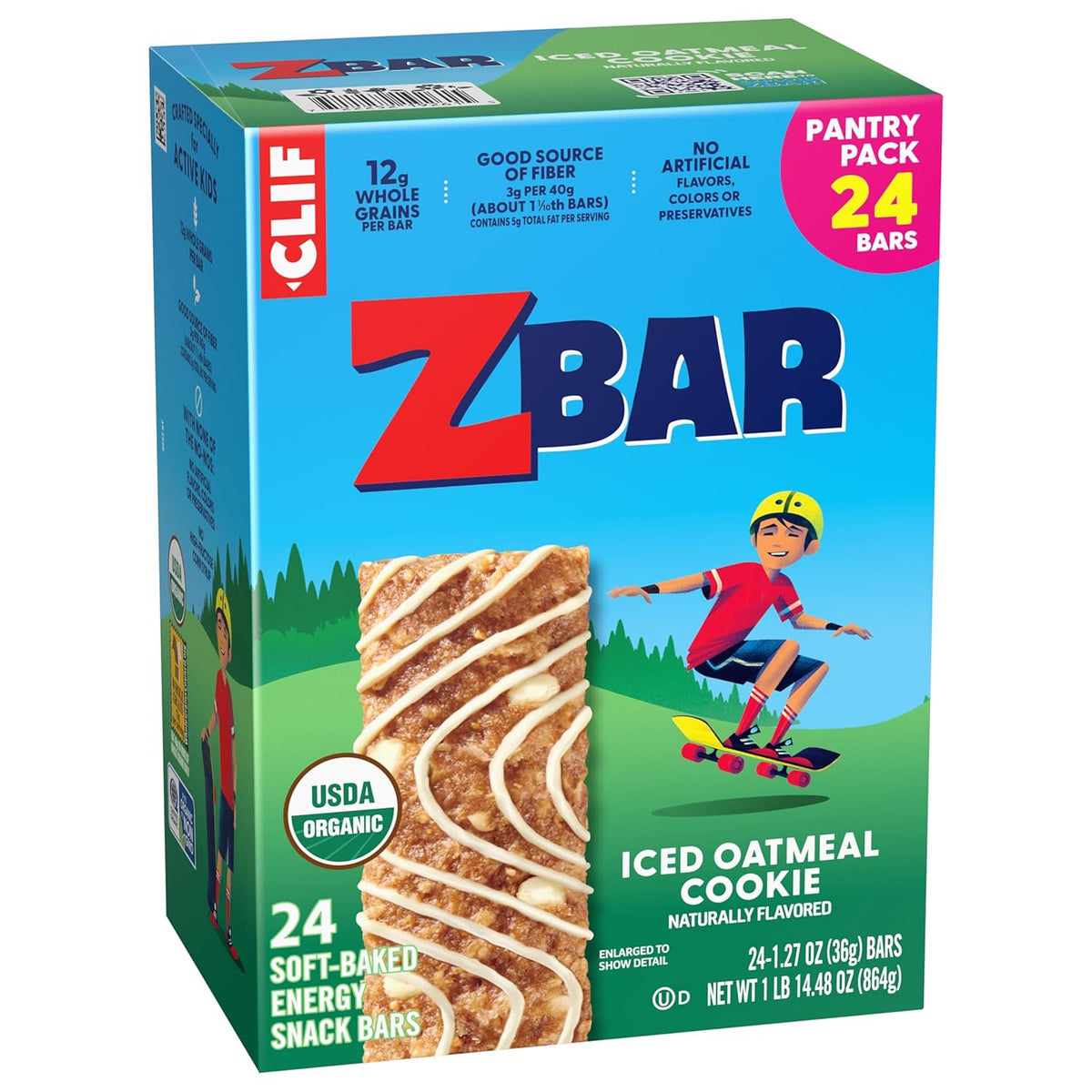 Zbar Soft-Baked Oatmeal Cookie Bars – Wholesome Whole Grain Snack for Mindful Parents, Non-GMO 24 Count