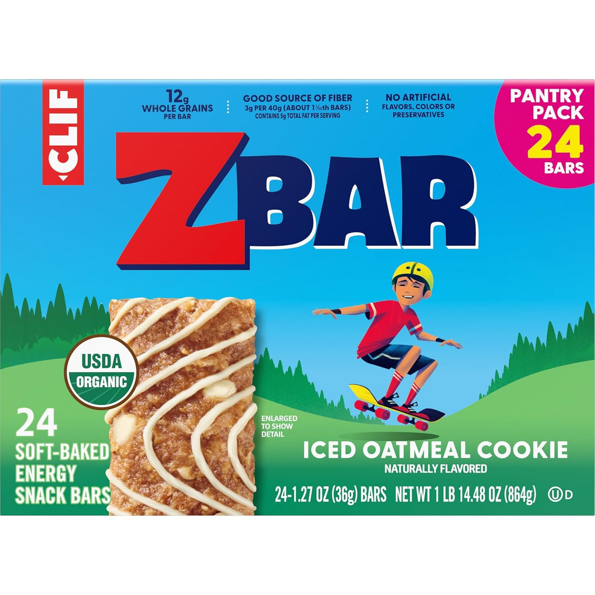 Zbar Soft-Baked Oatmeal Cookie Bars – Wholesome Whole Grain Snack for Mindful Parents, Non-GMO 24 Count