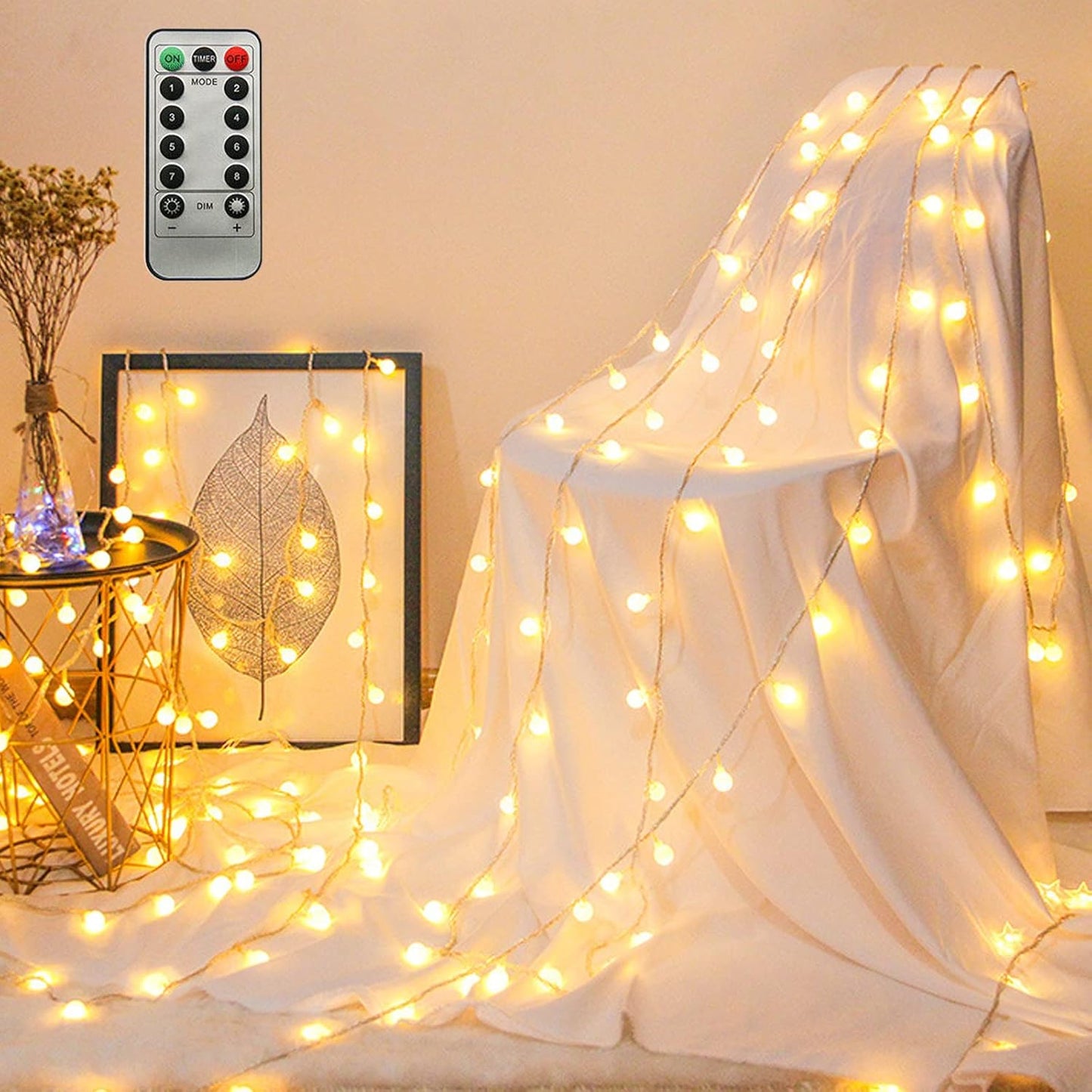 ZIMINGU Ball String Lights – Portable USB Powered Fairy Lights for Camping Tent and Outdoor Dining Setup, 40 LED Waterproof Globes
