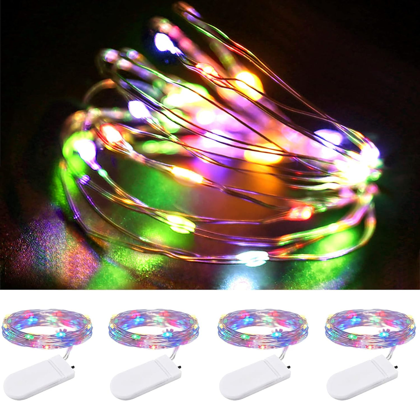 ZPH Colored Firefly Lights 4 Pack – Romantic Valentine's Day Gift for Couples, Battery Powered Bedroom Lights